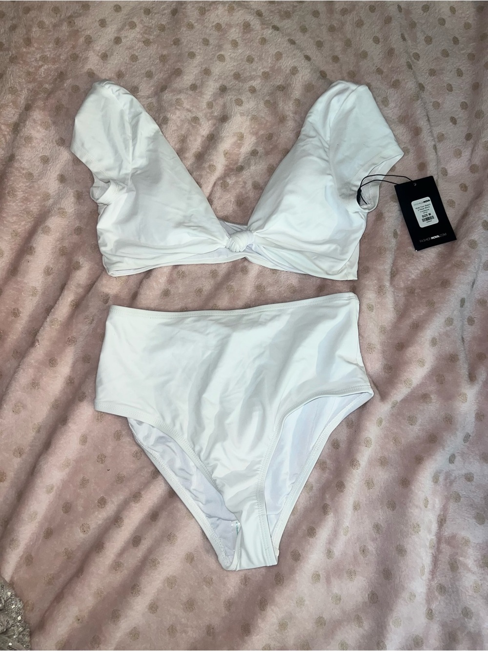 Fashion Nova White Knot High-Waist Bikini